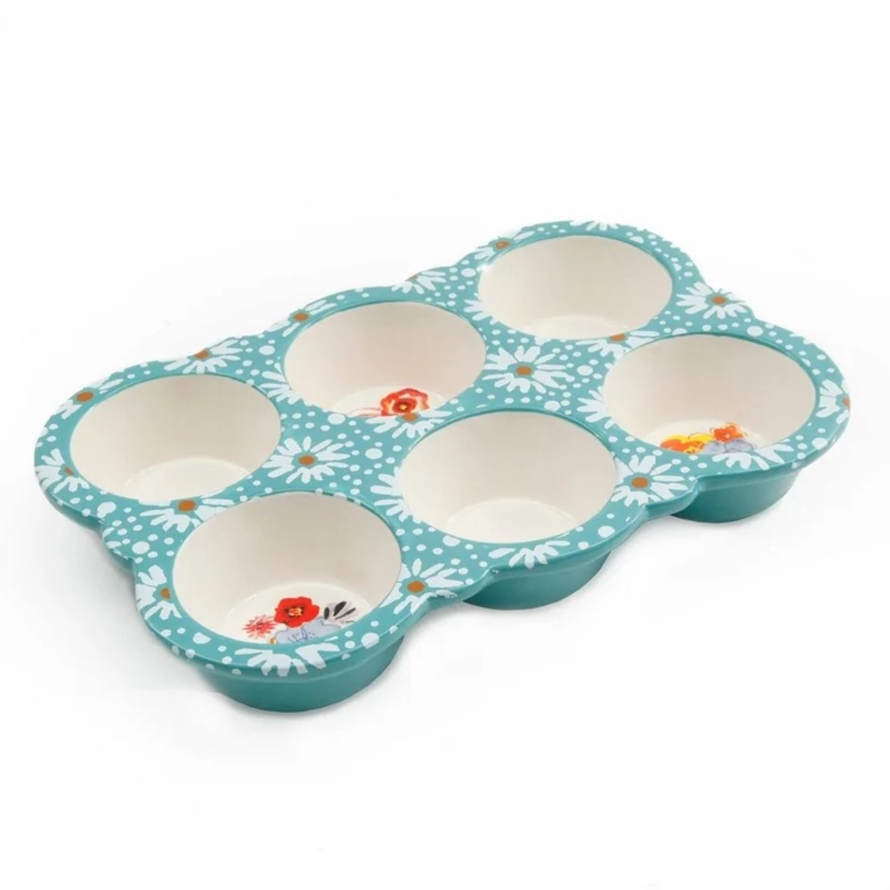 2017 🌸 New Pioneer Woman Flea Market “Blue Daisy” Cupcake Baking Pan, 10.5” - Picture 7 of 10